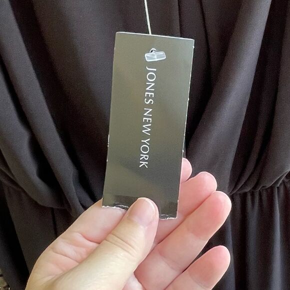 NWT JONES NEW YORK BLACK DRESS WITH BEAD BELT SIZE 16 - Picture 5 of 13